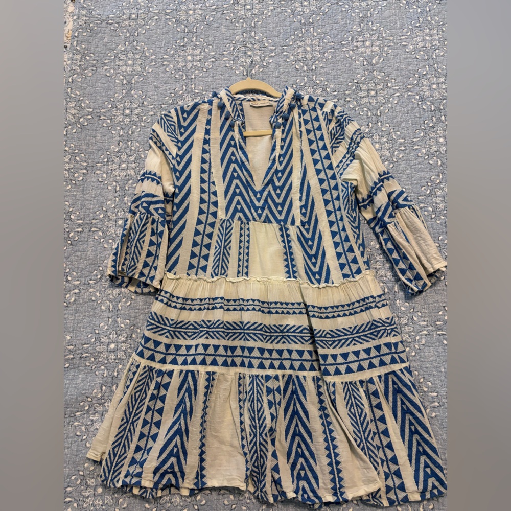 Blue and white dress